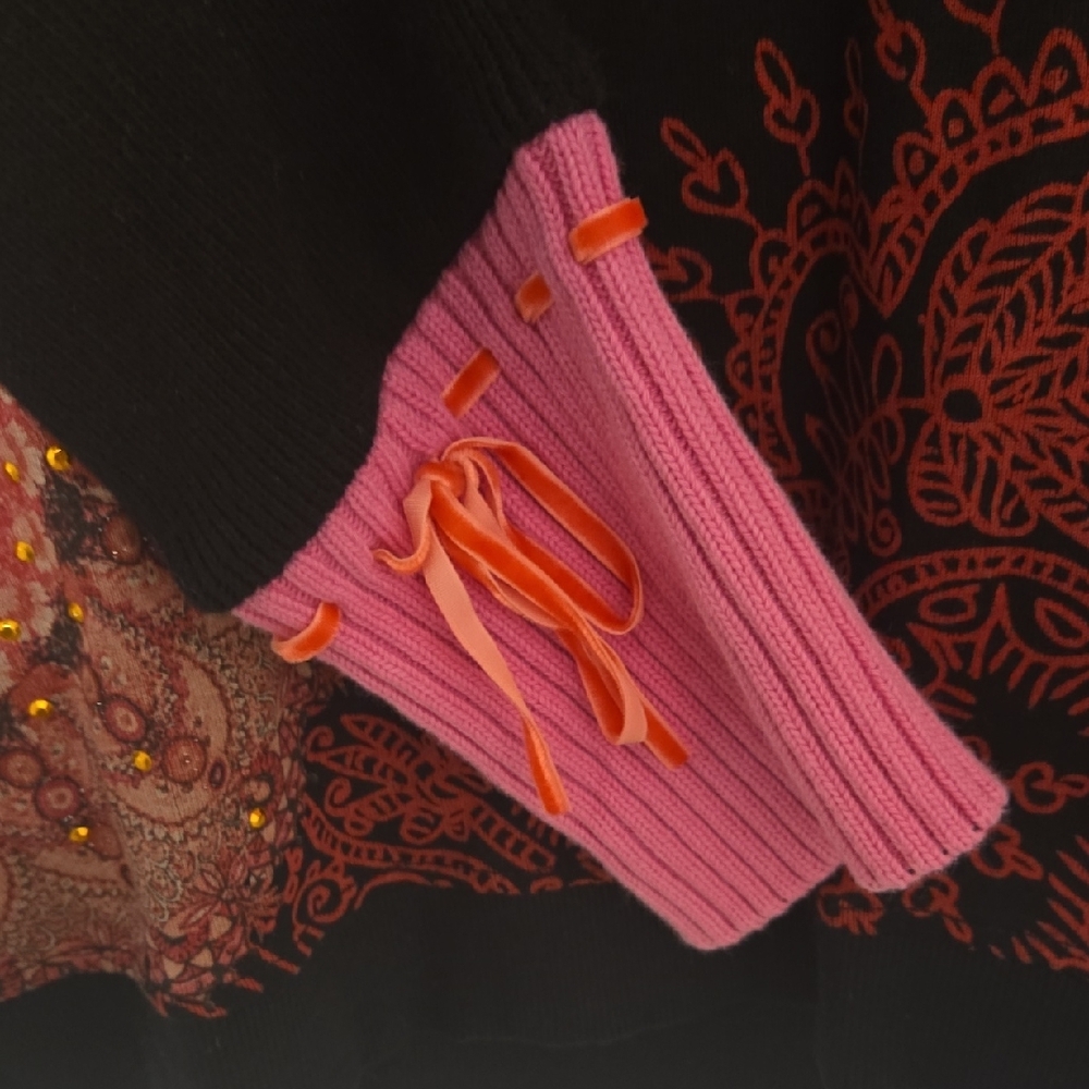 Desigual Black Pink Orange Sweater Y2K Euro - Picture 3 of 4